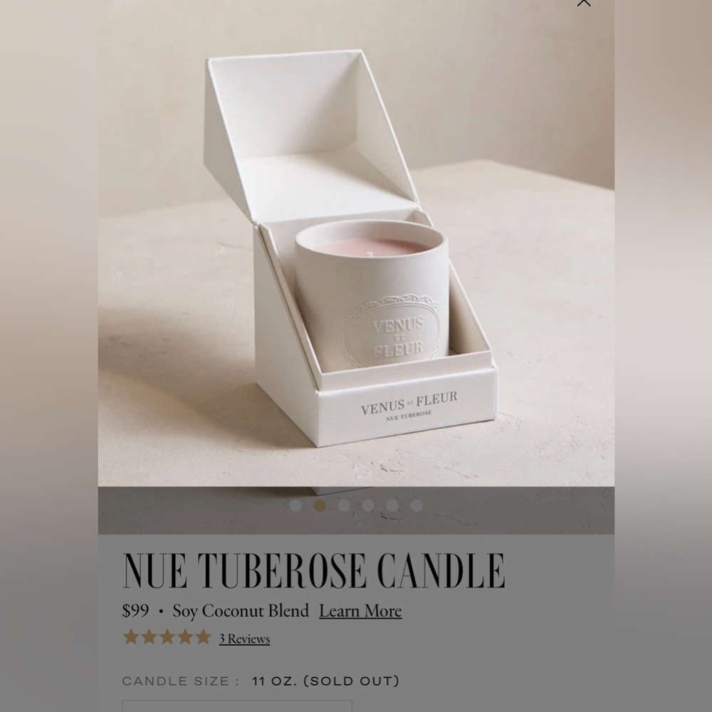 Candle VENUS FLEUR, NUE TUBEROSE CANDLE 11.OZ size Brand New never opened.